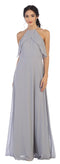 Long Ruffle Halter Bridesmaids Chiffon Dress