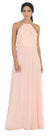 Long Ruffle Halter Bridesmaids Chiffon Dress