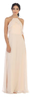 Long Ruffle Halter Bridesmaids Chiffon Dress