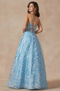 Juliet 2413: Long Corset Dress with Butterfly Print