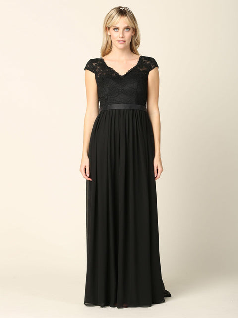 Long Cap Sleeve Mother of the Bride Formal Dress Sale by Eva Fashion – alternate view 3