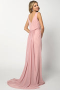 Long Cowl Neck Chiffon Gown by Juliet 670