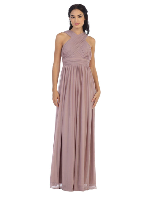 Bridesmaids Dress with Long Criss Cross Halter