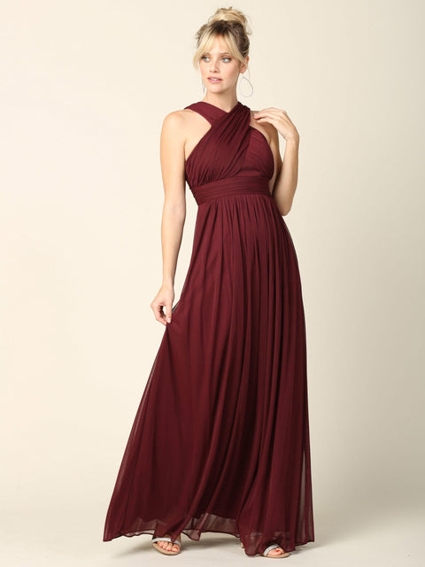 Bridesmaids Dress with Long Criss Cross Halter