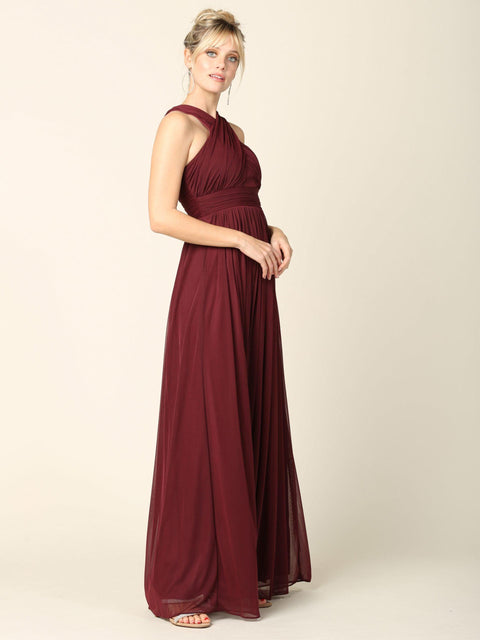 Bridesmaids Dress with Long Criss Cross Halter