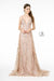 Elizabeth K GL2955: Long Glitter Dress with Deep V-Neck