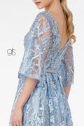 Long Embroidered Dress with Mid Sleeves by Elizabeth K GL2973