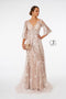 Long Embroidered Dress with Mid Sleeves by Elizabeth K GL2973