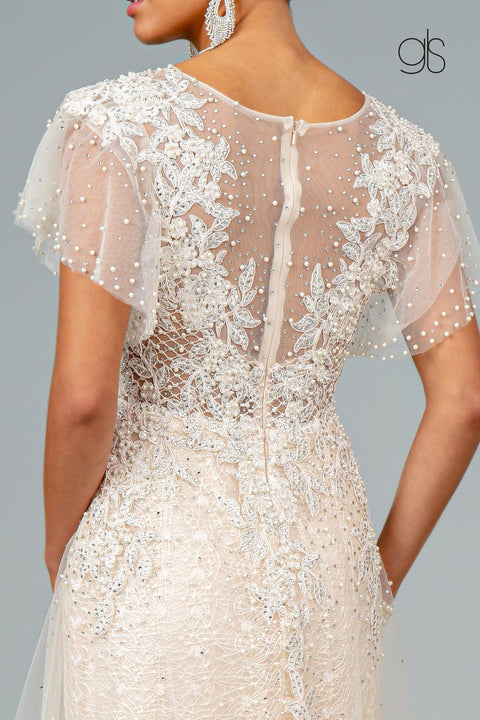 Long Embroidered Dress with Short Sleeves by Elizabeth K GL2881