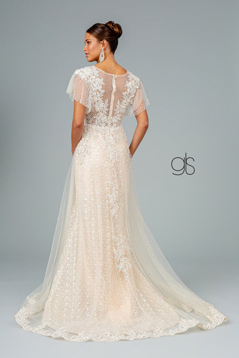 Long Embroidered Dress with Short Sleeves by Elizabeth K GL2881