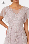 Long Embroidered Dress with Short Sleeves by Elizabeth K GL2881