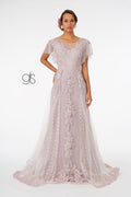 Long Embroidered Dress with Short Sleeves by Elizabeth K GL2881