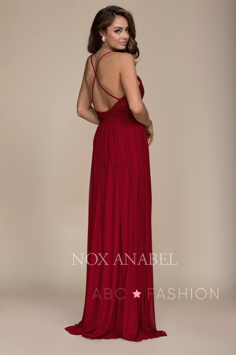 Long Empire Appliqued Top Waist Dress by Nox Anabel A070