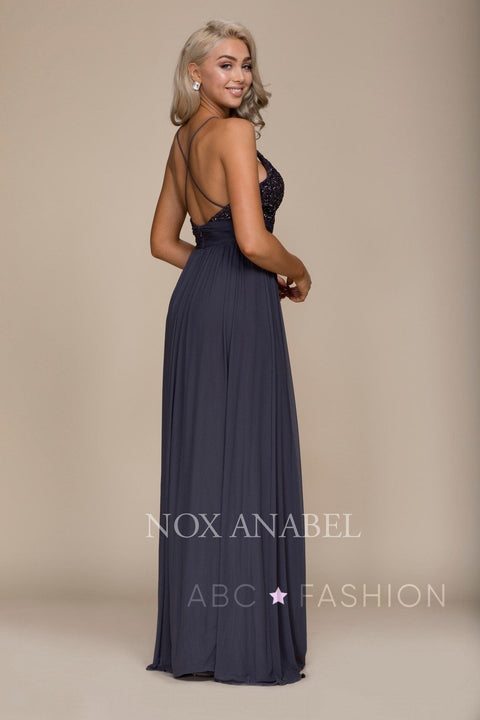 Long Empire Appliqued Top Waist Dress by Nox Anabel A070