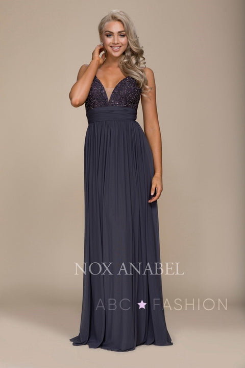 Long Empire Appliqued Top Waist Dress by Nox Anabel A070