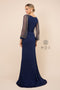 Fitted Long Dress with Beaded Puff Sleeves by Nox Anabel Y410