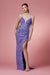 Long Iridescent Sequin Fitted Dress by Nox Anabel S458