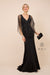 Fitted Long V-Neck Dress with Beaded Cape by Nox Anabel Y531