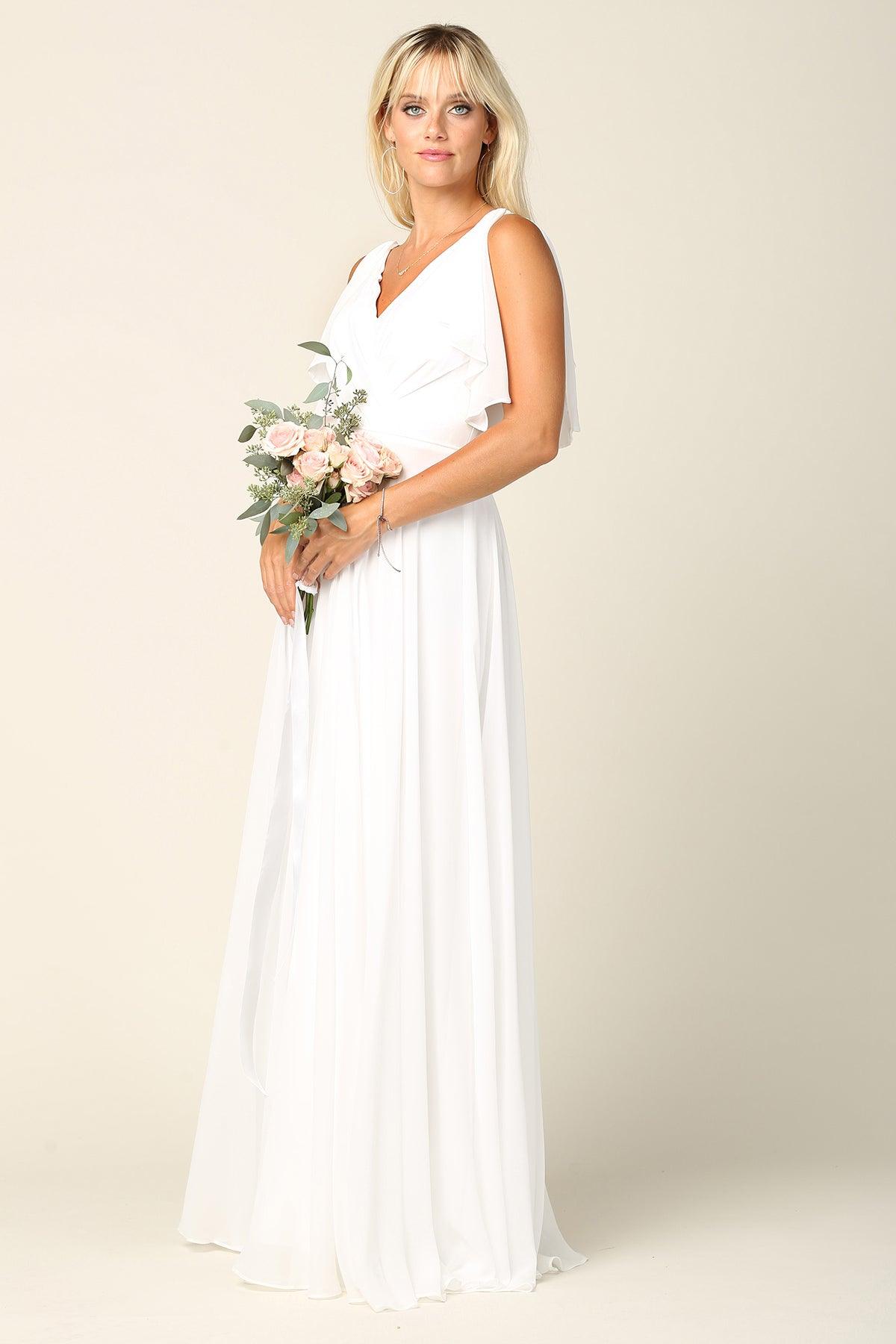Chiffon Wedding Dress with Long Flutter Sleeves– sheerdreamz