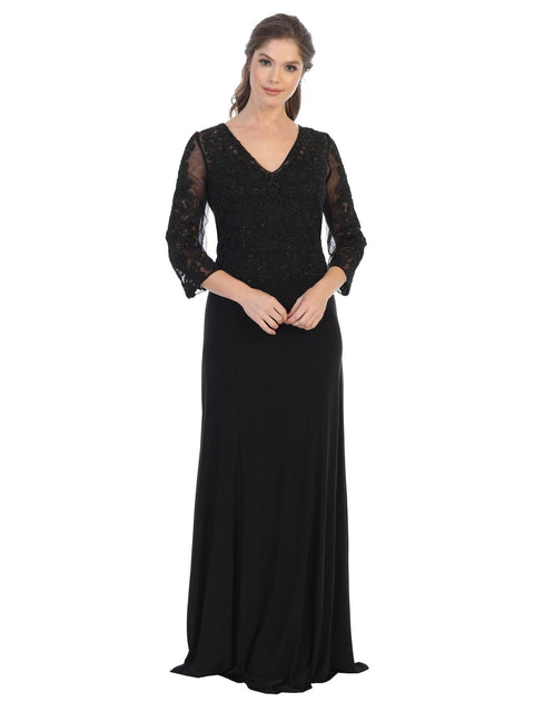 3/4 Sleeve Long Formal Mother of the Bride Dress