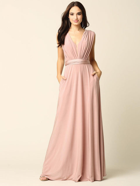 Long Formal Convertible Wrap Bridesmaids  Dress