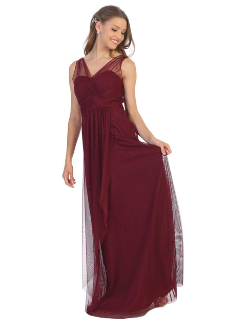 Long Sleeveless Formal Bridesmaids Tulle Dress