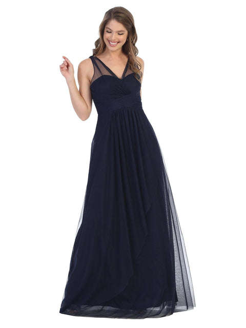 Long Sleeveless Formal Bridesmaids Tulle Dress