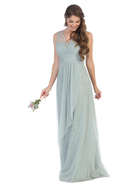 Long Sleeveless Formal Bridesmaids Tulle Dress