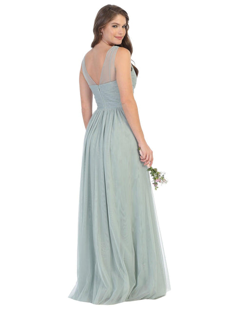 Long Sleeveless Formal Bridesmaids Tulle Dress