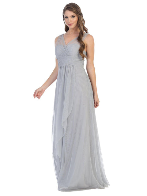 Long Sleeveless Formal Bridesmaids Tulle Dress