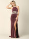 Metallic Long Formal Fitted Halter Prom Dress