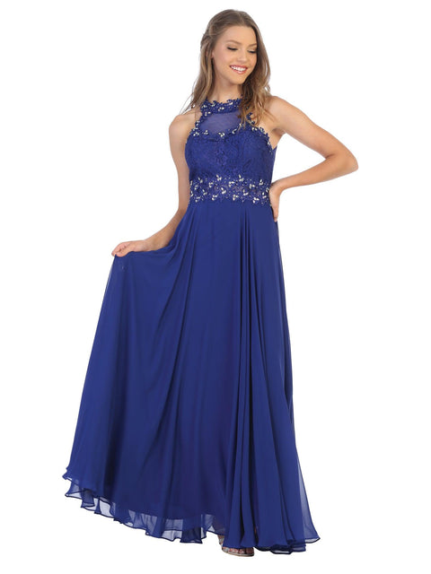 Formal Long Halter Chiffon Bridesmaids Dress