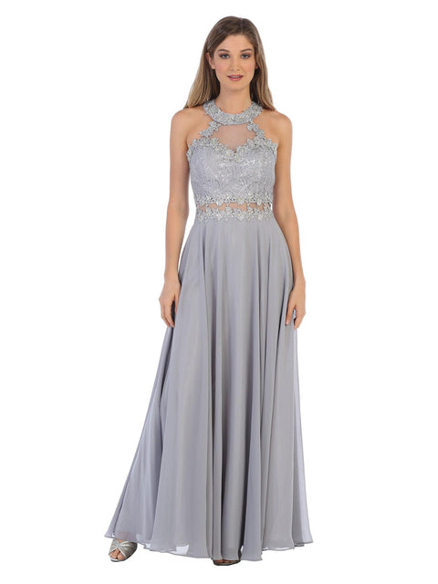 Formal Long Halter Chiffon Bridesmaids Dress