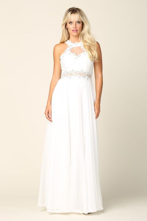 Formal Long Halter Chiffon Bridesmaids Dress