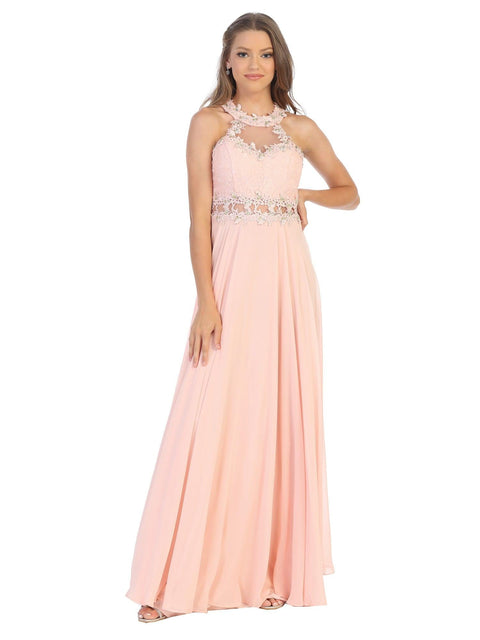 Formal Long Halter Chiffon Bridesmaids Dress