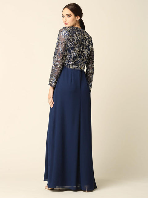 Long Formal Mother of the Bridea and Groom  Lace Jacket Dress
