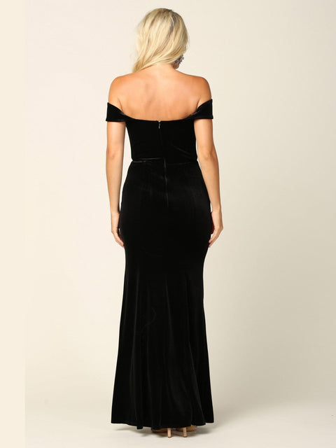 Formal Off Shoulder Velvet Evening Dress