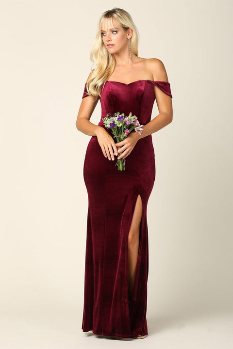 Formal Off Shoulder Velvet Evening Dress