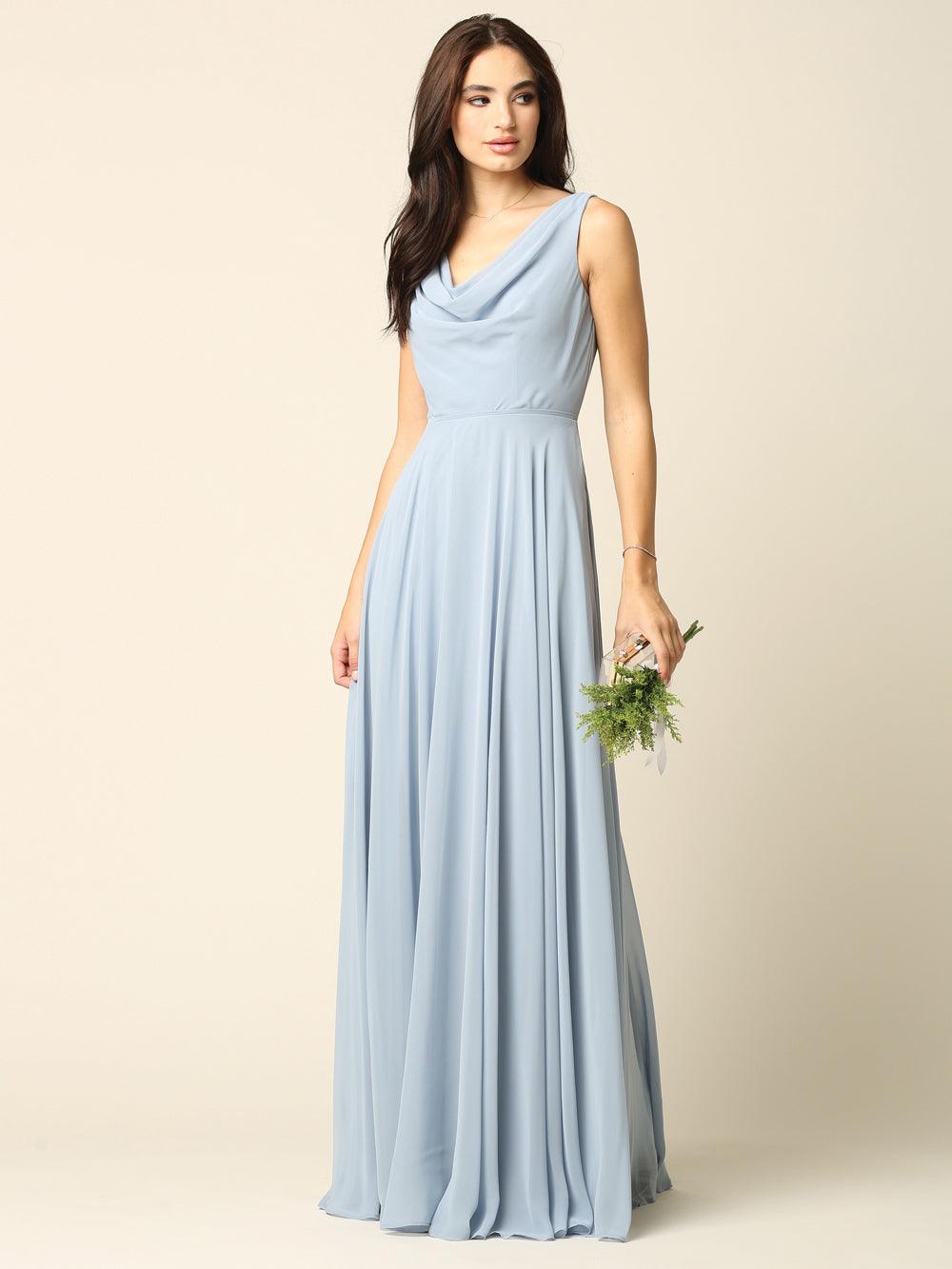 Formal Long Sleeveless Cowl Neck Dress Bridesmaids sheerdreamz Formal Long Sleeveless Cowl Neck Dress Bridesmaids sheerdreamz