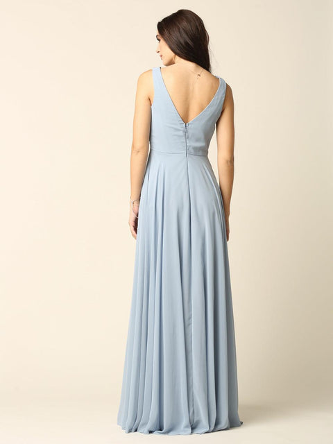 Formal Long Sleeveless Cowl Neck Dress Bridesmaids