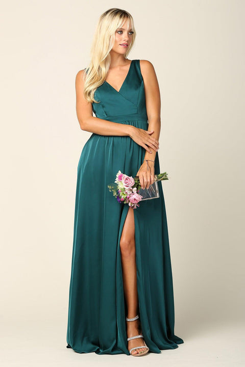 Formal Long Sleeveless Satin Bridesmaids Dress
