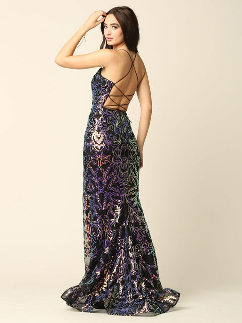 Formal Long Spaghetti Strap Fitted Prom Dress