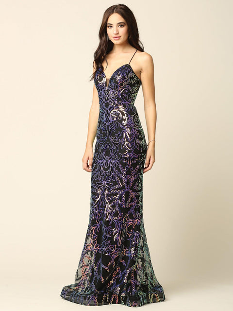 Formal Long Spaghetti Strap Fitted Prom Dress
