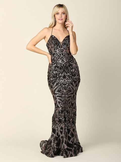 Formal Long Spaghetti Strap Fitted Prom Dress
