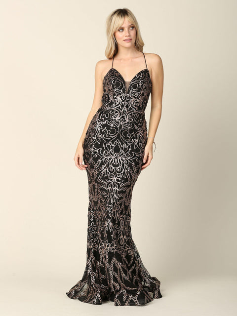 Formal Long Spaghetti Strap Fitted Prom Dress