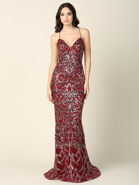 Formal Long Spaghetti Strap Fitted Prom Dress