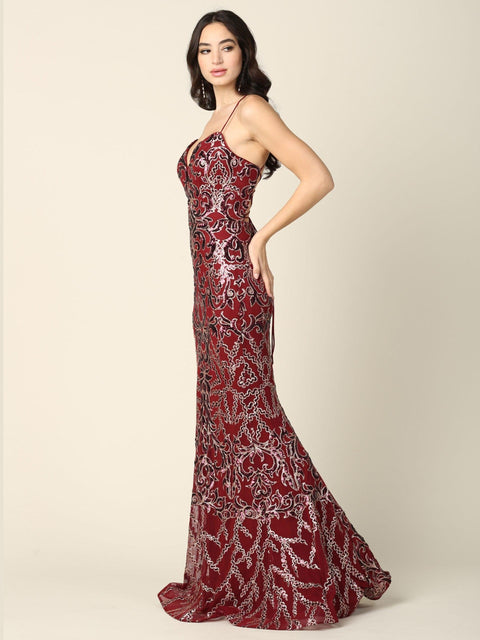 Formal Long Spaghetti Strap Fitted Prom Dress