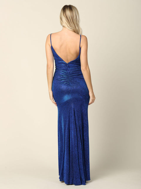 Formal Long Spaghetti Strap Glitter Prom Dress