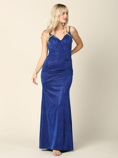 Formal Long Spaghetti Strap Glitter Prom Dress