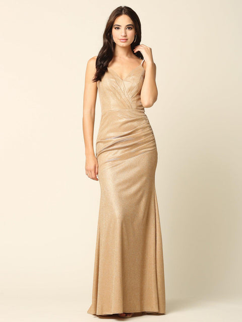 Formal Long Spaghetti Strap Glitter Prom Dress